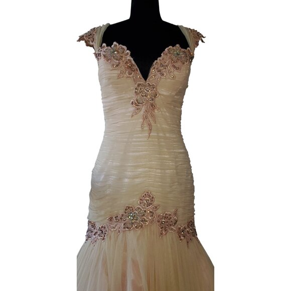 Luxurious Designer Couture Wedding Evening Cocktail Prom Party Runway Gown Dress - Picture 3 of 16